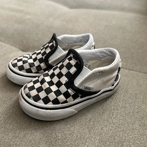 Vans slip on black checkers. Toddler size 4